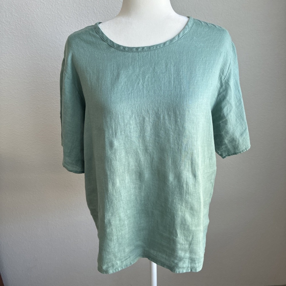 Flax by Jeanne Engelhart 100% Linen Tunic Top Small Lithuania Lagenlook Layer
